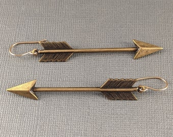 Arrow Earrings, Arrow Drop Dangles, Large Arrows, Boho Dangles, Statement Earrings, Delicate