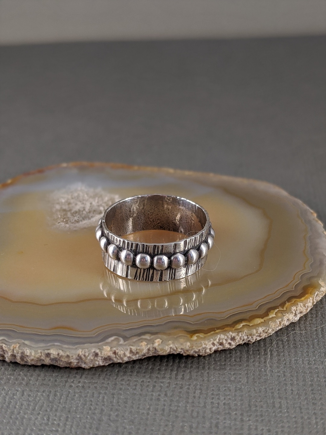 Anello Uomo In Argento Sterling 925 Martellato - Design Rustico, Misure 60-66, Forgiato A Mano