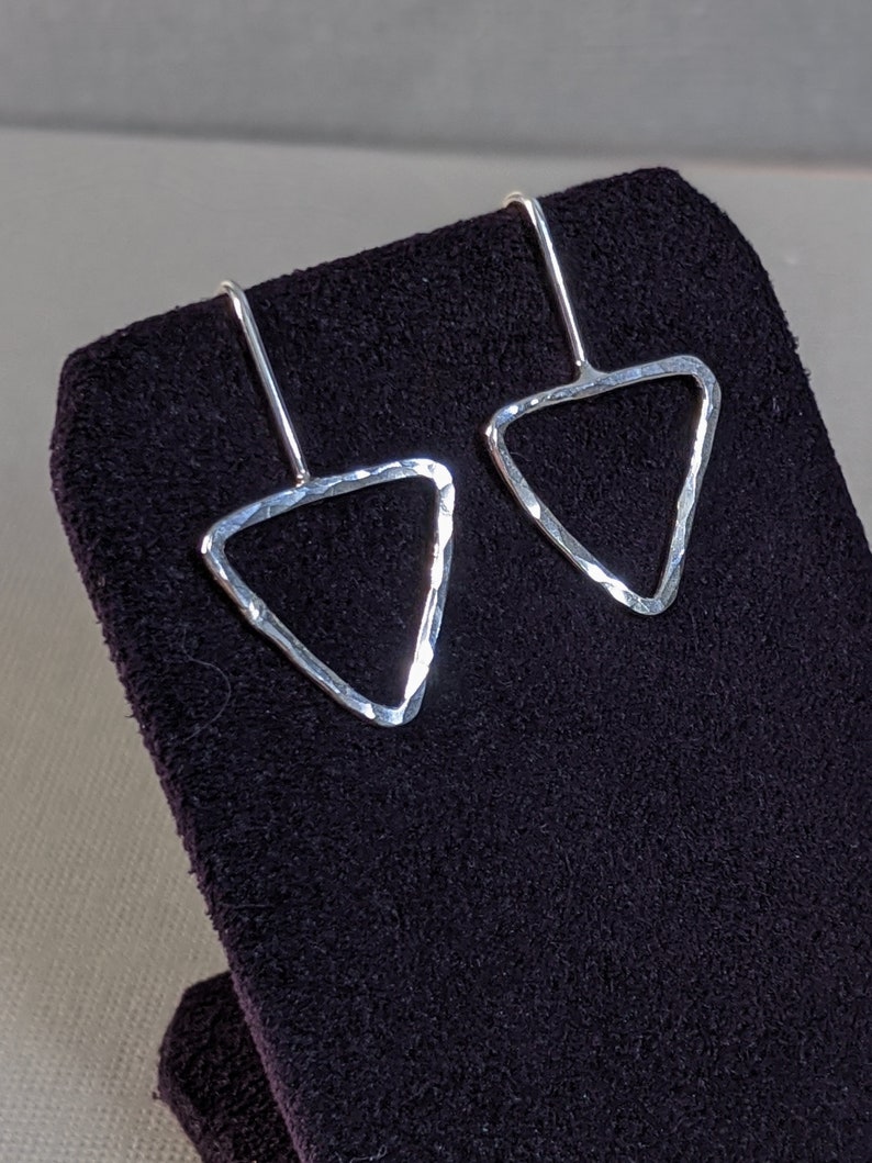 Hammered Sterling Silver Triangle Earrings image 7