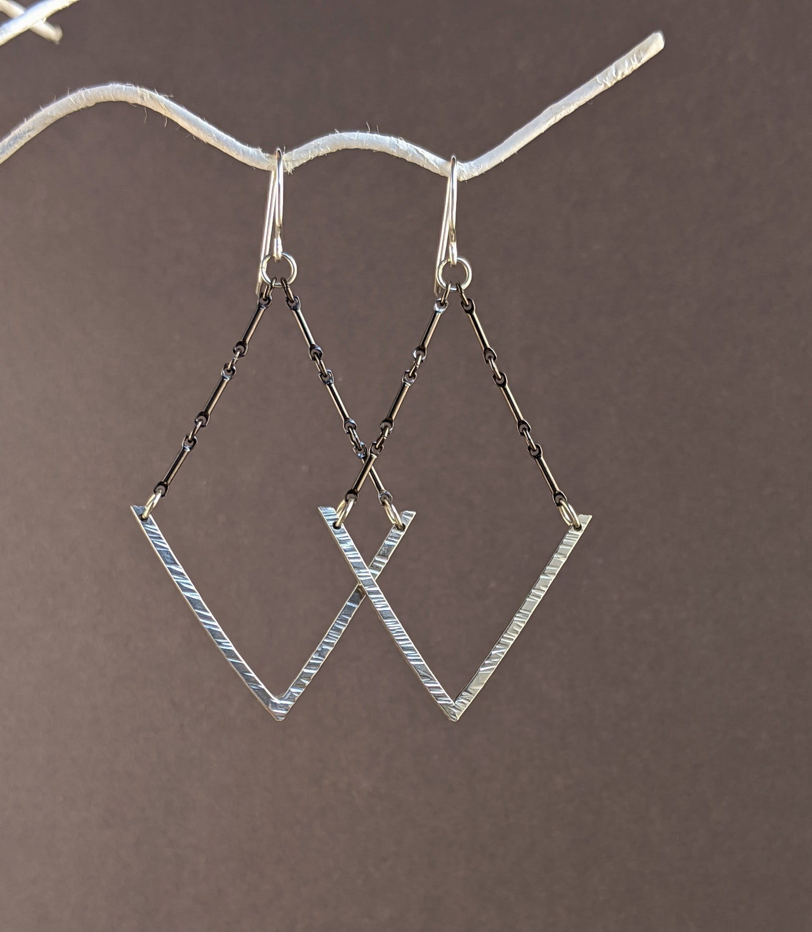 V Shaped Earrings Mixed Metals Jewelry Diamond Shaped Etsy