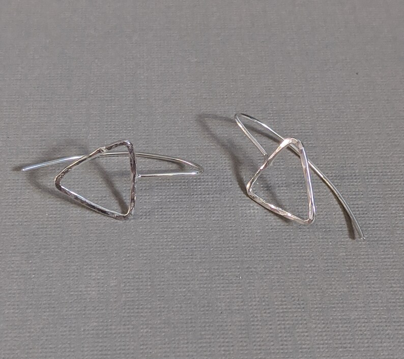 Hammered Sterling Silver Triangle Earrings image 1
