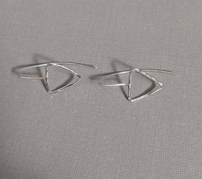 Hammered Sterling Silver Triangle Earrings image 6