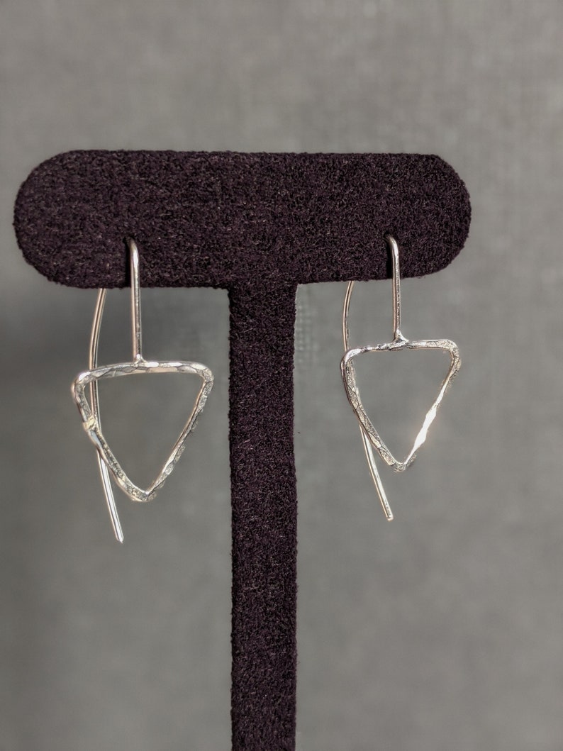 Hammered Sterling Silver Triangle Earrings image 3