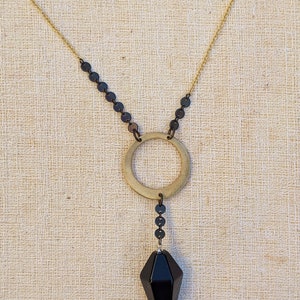 Obsidiaan slinger ketting, lange gelaagdheid ketting, gemengde metalen sieraden, unieke ketting, geschenken voor haar, lange Boho kettingen afbeelding 6