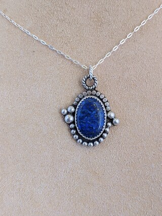 Collana Con Lapislazzuli Argento 925 | Ciondolo Pietra Naturale Blu 8mm Regalo Donna