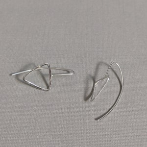 Hammered Sterling Silver Triangle Earrings image 2