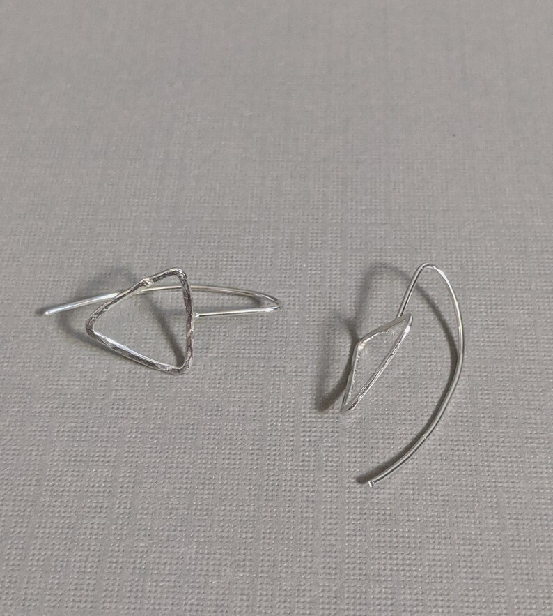 Hammered Sterling Silver Triangle Earrings image 2