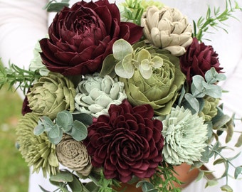 Sola Flower Succulent Wedding Bouquet Plum Green