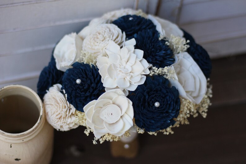 navy blue wedding bouquet sola bouquet rustic wedding country wedding wedding bouquet bridal bouquet