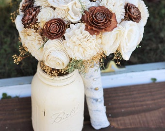 Wedding Bouquet, bridal, Winter Wedding Bouquet, Fall Wedding Bouquet, Spring Bouquet, Sola Bouquet, Rustic Wedding, Alternative Bouquet