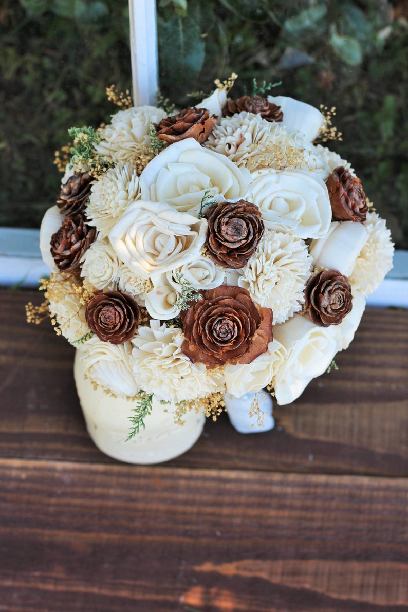 Wedding Bouquet, bridal, Winter Wedding Bouquet, Fall Wedding Bouquet, Spring Bouquet, Sola Bouquet, Rustic Wedding, Alternative Bouquet image 2