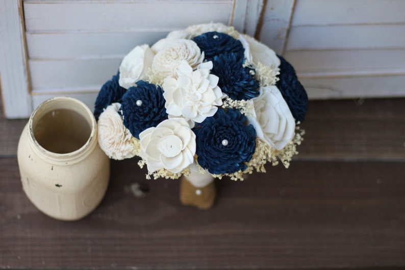 navy blue wedding bouquet sola bouquet rustic wedding country wedding wedding bouquet bridal bouquet