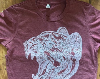 COUGAR HEAD Hand-Printed Tee WOMEN’S
