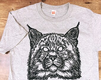 BOBCAT HEAD Hand Printed T-Shirt