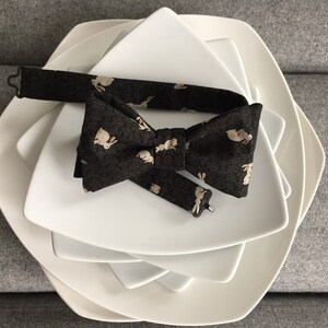 Mens Japanese Rabbit Bow tie with Optional Matching Pocket Square and Lapel Pin image 3