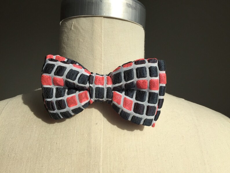 Luxury Black, Bright Orange, and White Square Geometric Bow Tie for Baby, Boys, and Adults image 2