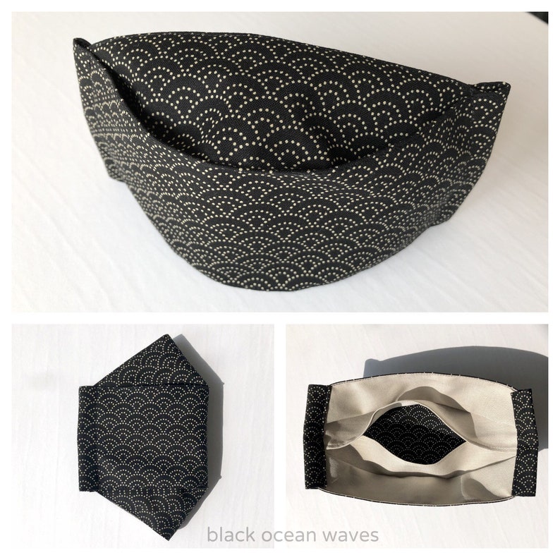 3D Origami Face Mask Reusable Cotton Face Mask with insert for filter Fabric Face Mask Japanese Blush Asanoha Pattern image 8