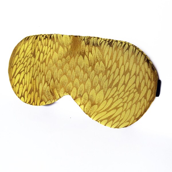 Máscara de dormir para os olhos em seda orgânica dourada – Ideal para viagens, spas e como lembrancinha de chá de panela.