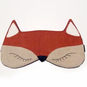 Fox eye sleep mask - Cute kawaii fox sleep mask - Plush fox soft eye pillow - Organic kids adults eye mask - Travel mask - Animal mask