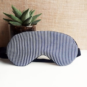 Eye sleep mask - Organic cotton eye pillow - Black and White - Stripes Slumber SPA Pj party favor - Travel mask - Man sleep mask