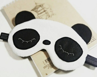 Panda eye sleep mask - Cute kawaii panda sleep mask - Plush soft eye pillow - Organic kids adults Travel mask - Animal party pj mask