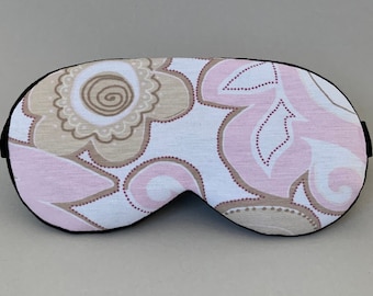 Eye sleep mask - Organic cotton eye pillow - Rose Floral eye mask - Red White Slumber SPA Pj party favor - Travel mask - Blindfold