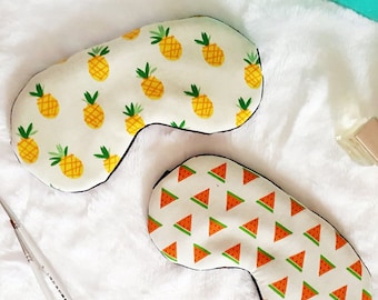 Pineapple sleep mask, Cute eye mask, Organic cotton eye pillow, watermelon SPA Pj party favor, Travel mask, sleep lover gift, cute mom gift