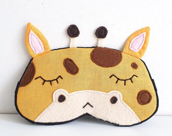 Giraffe sleep mask, Animal eyemask for kids, cute Children gift, Organic Travel mask, sleep lover gift