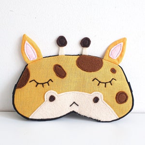 Giraffe sleep mask, Animal eyemask for kids, cute Children gift, Organic Travel mask, sleep lover gift image 1