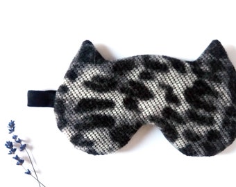 Cat sleep mask -  Fur eye mask for women - Furry cute party favor - Travel mask - blindfold - Slumber party black eye mask