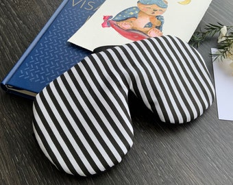 Best Everyday eye pillow - Black stripes eye mask for man - Unisex sleeping mask - Organic - Slumber PJ man mask  - Travel mask