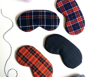 Eye sleep mask for man - Organic cotton eye pillow for hin- comfy nightwear  - Checkered pattern - Slumber SPA Pj party favor - Travel mask