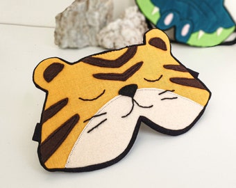 Tiger eye sleep mask - Safari animal pj mask - Organic soft eye pillow - Kids Children or adults Travel mask - slumber party - blindfold