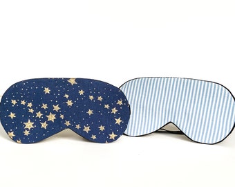 Blue stars and stripes eye sleep mask - Everyday simple eye cover - Eye masks for couples - wife and husband pj set - Organic soft cotton