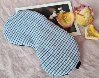 Organic Blue Sleeping Mask Blindfold Gift - Everyday Eye Pillow in Organic Cotton - SPA Relaxation Gift - Travel Mask - Gift for Him