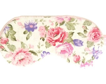 Rose Floral sleep mask, Organic cotton eye pillow, SPA Pj party favor,Travel mask