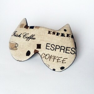 Coffee Cat Sleep mask Organic Linen Soft eye pillow Eye sleep mask Party mask Travel mask image 2