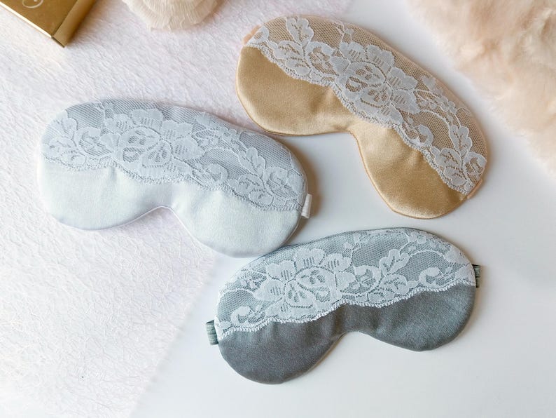 Lace Eye Sleep Masks Lace Satin Eye Mask White Silver Gold Etsy