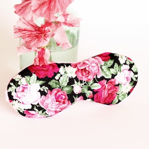 Pink Rose sleep mask - Floral soft eye sleep mask - Pink blindfold - Slumber party mask - SPA party favor - Bridal Shower - PJ mask