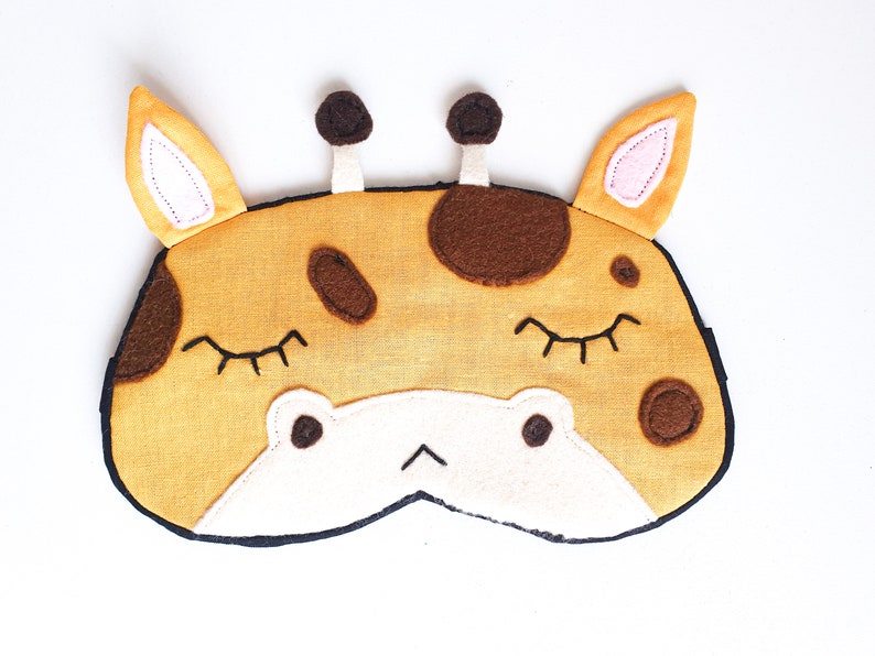 Giraffe sleep mask, Animal eyemask for kids, cute Children gift, Organic Travel mask, sleep lover gift image 3