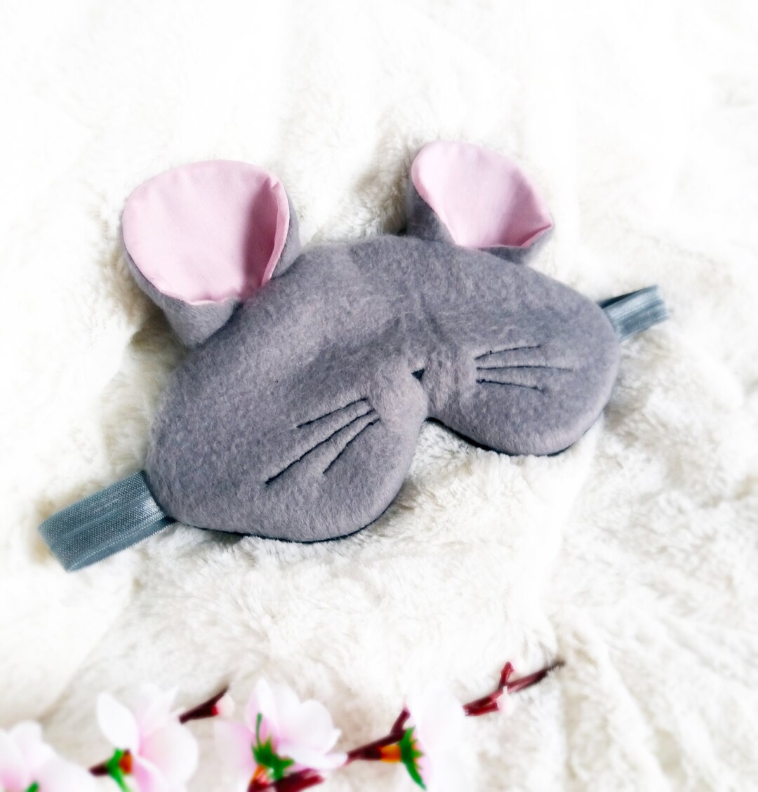 Blue Mouse Mask Mouse Eye Sleep Mask - Cute Gray Mouse Sleep Mask - Plush Soft Eye ...