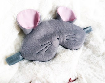 Máscara para dormir de ratón gris: almohada de viaje de felpa orgánica para los ojos