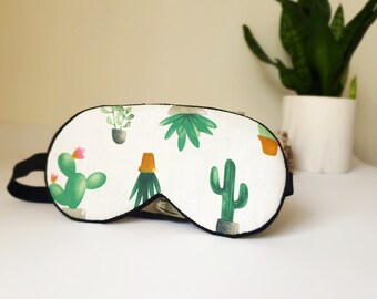 Cacti eye mask - Cute cactus - Eye sleep mask - Organic cotton eye pillow Blindfold Slumber SPA party favor - Travel mask