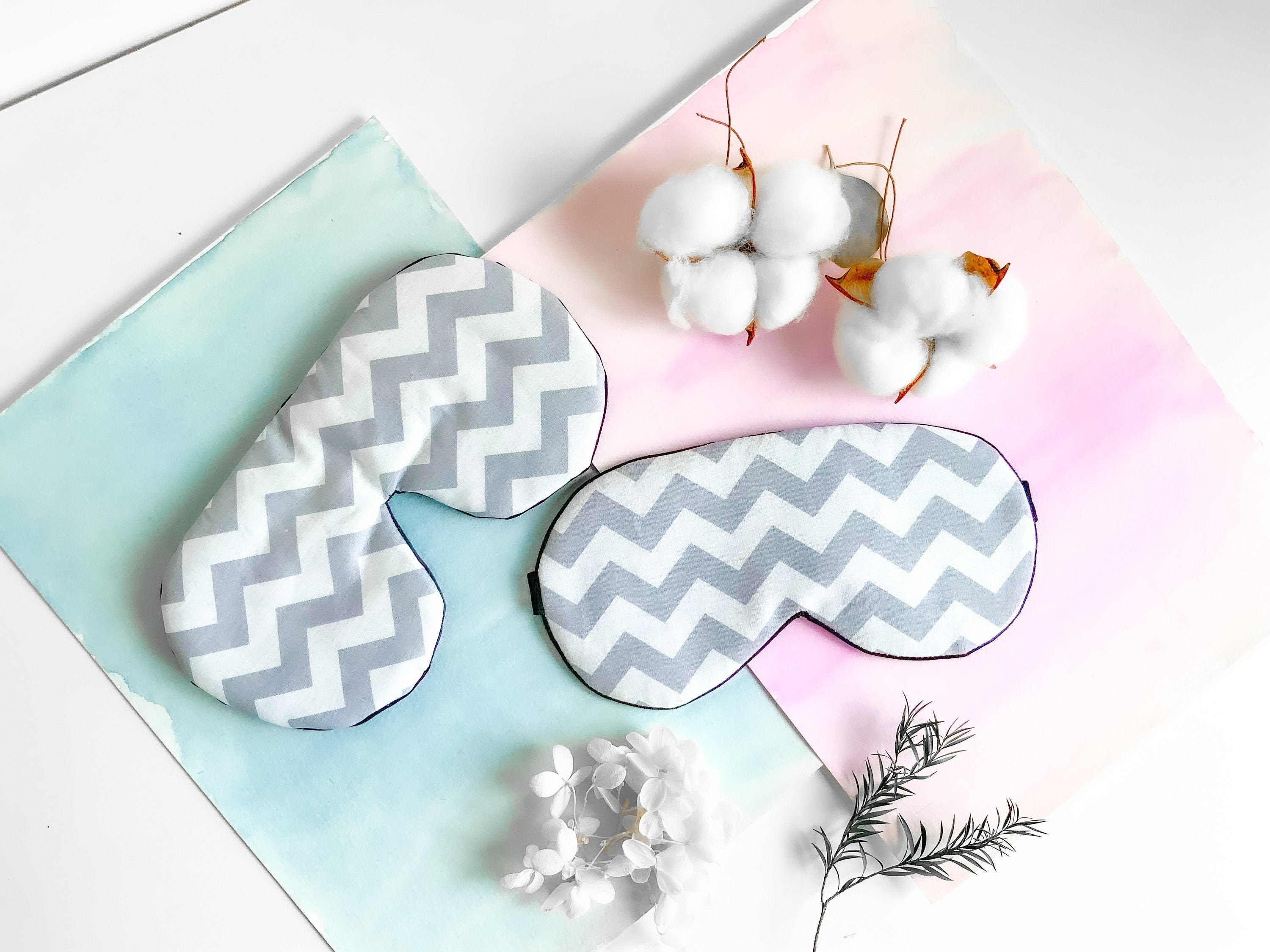 Organic cotton eye pillow l Chevron eye sleep mask Soft eye Etsy