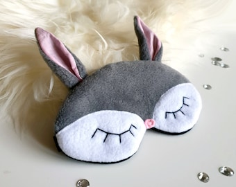 Masque de sommeil lapin, cadeau mignon pour enfants, oreiller pour les yeux des animaux, masque de voyage bio enfants adultes, cadeau amoureux du sommeil, cadeau lapin