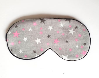 Gray eye sleep mask - Organic cotton pj mask - Everyday star eye mask - Cat mask - Eye pillow - Gift for her - Organic soft eye cover