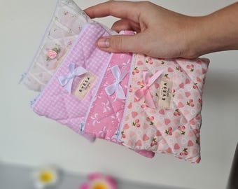Niedliche Girly Mini Brieftasche Schlüsseltasche, Bögen Kokette Ästhetik Gesteppter Münzbeutel, Kleiner Kartenhalter, Kosmetik Lipstic Tasche Viele Farben Geschenk für Sie