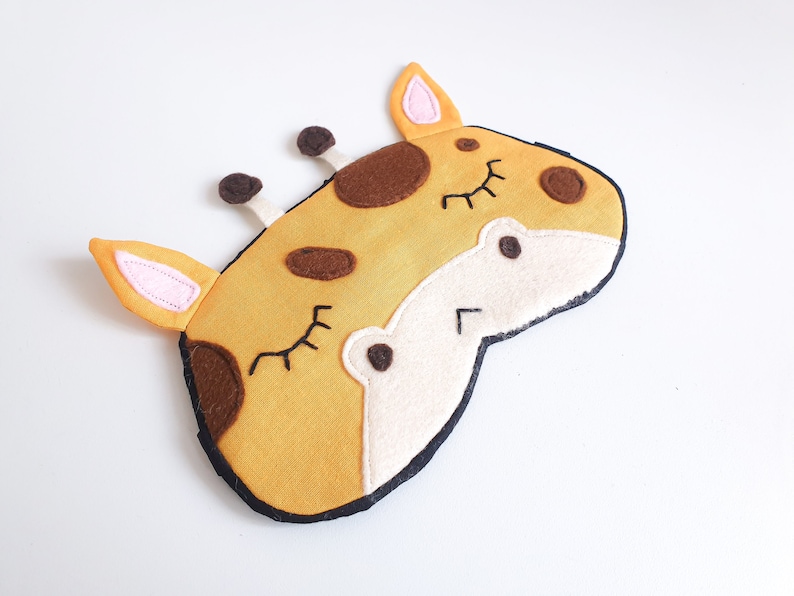 Giraffe sleep mask, Animal eyemask for kids, cute Children gift, Organic Travel mask, sleep lover gift image 2