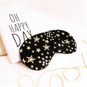 Star Gold Eye sleep mask - Black eye mask - Gold star - Slumber SPA Pj party favor - Travel mask - Blindfold
