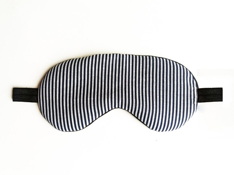 Eye sleep mask Organic cotton eye pillow Black and White Stripes Slumber SPA Pj party favor Travel mask Man sleep mask image 2